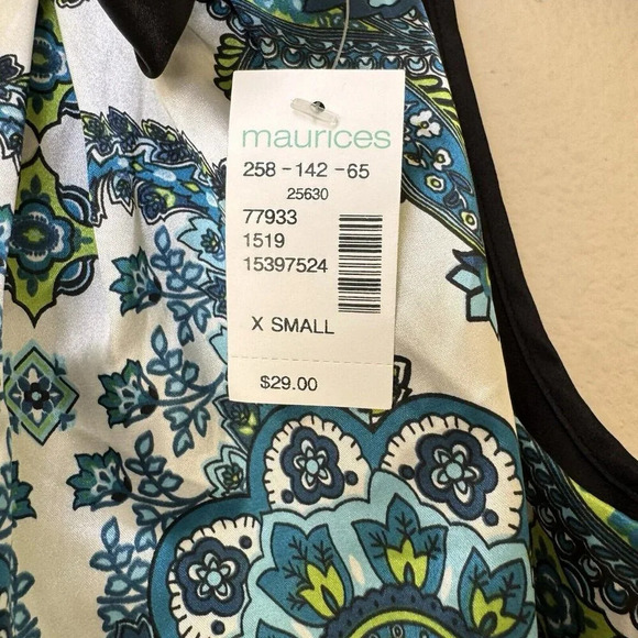 Studio Y Blouse Top Juniors Size XS Blue/White Halter Style Tie Back Key Hole - Picture 9 of 12